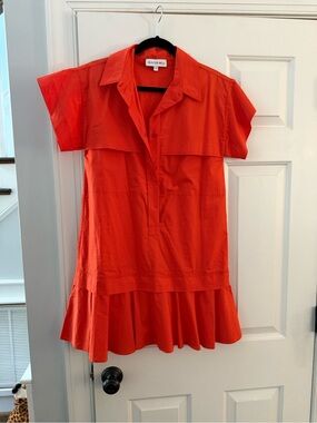 HUNTER BELL Bright Red Short-Sleeve Ruffle-Hem Tunic